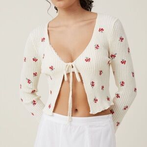 White Cotton On Tie Front Sweater
